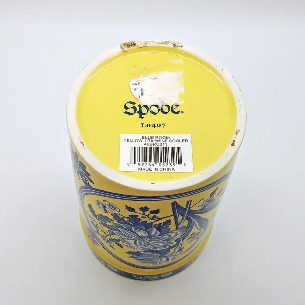 Spode Blue Room Garden Collection Yellow Ceramic Wine Cooler Utensil Holder Croc